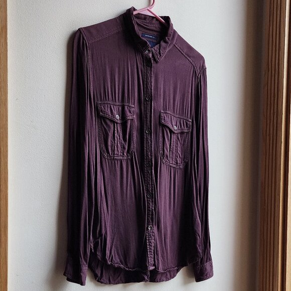 American Eagle Outfitters Purple "Boyfriend Fit" Button Down Shirt Size Medium - Picture 4 of 16